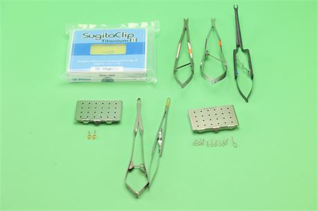 Assorted Aneurism Clip Appliers and Aneurism Clips